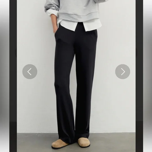 AYR Pants The High Hopes Wide Leg Size Medium Black Pima Cotton Modal Wide Leg - Picture 3 of 16